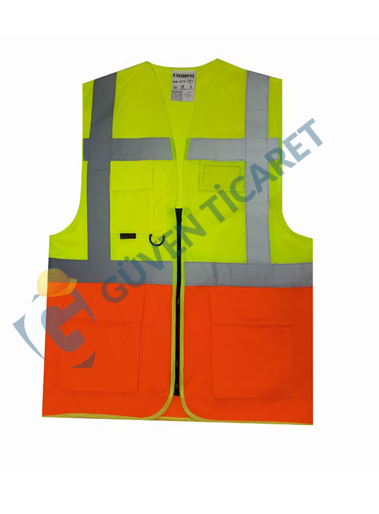 Uniwest® UW-213 Yönetici Yeleği Sarı  Turuncu